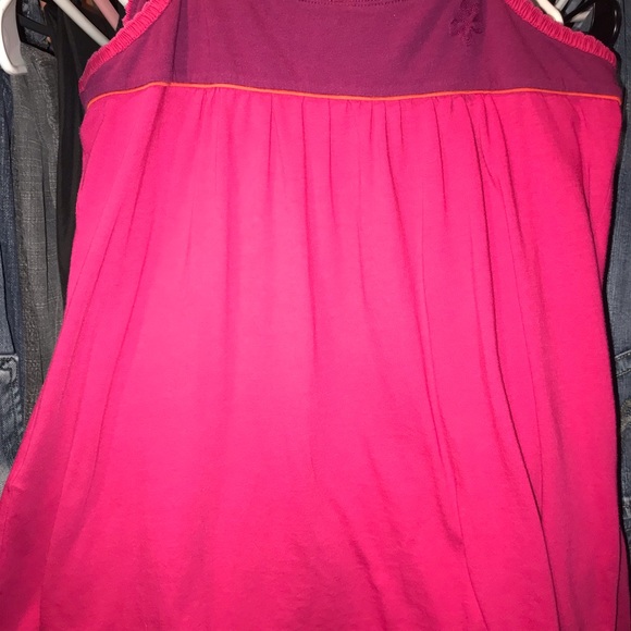 Pink & burgundy button up tank top size M - Picture 3 of 4